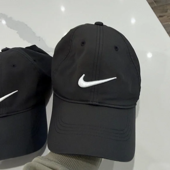 Nike Black Caps with White Swoosh-2 pack - Picture 6 of 11